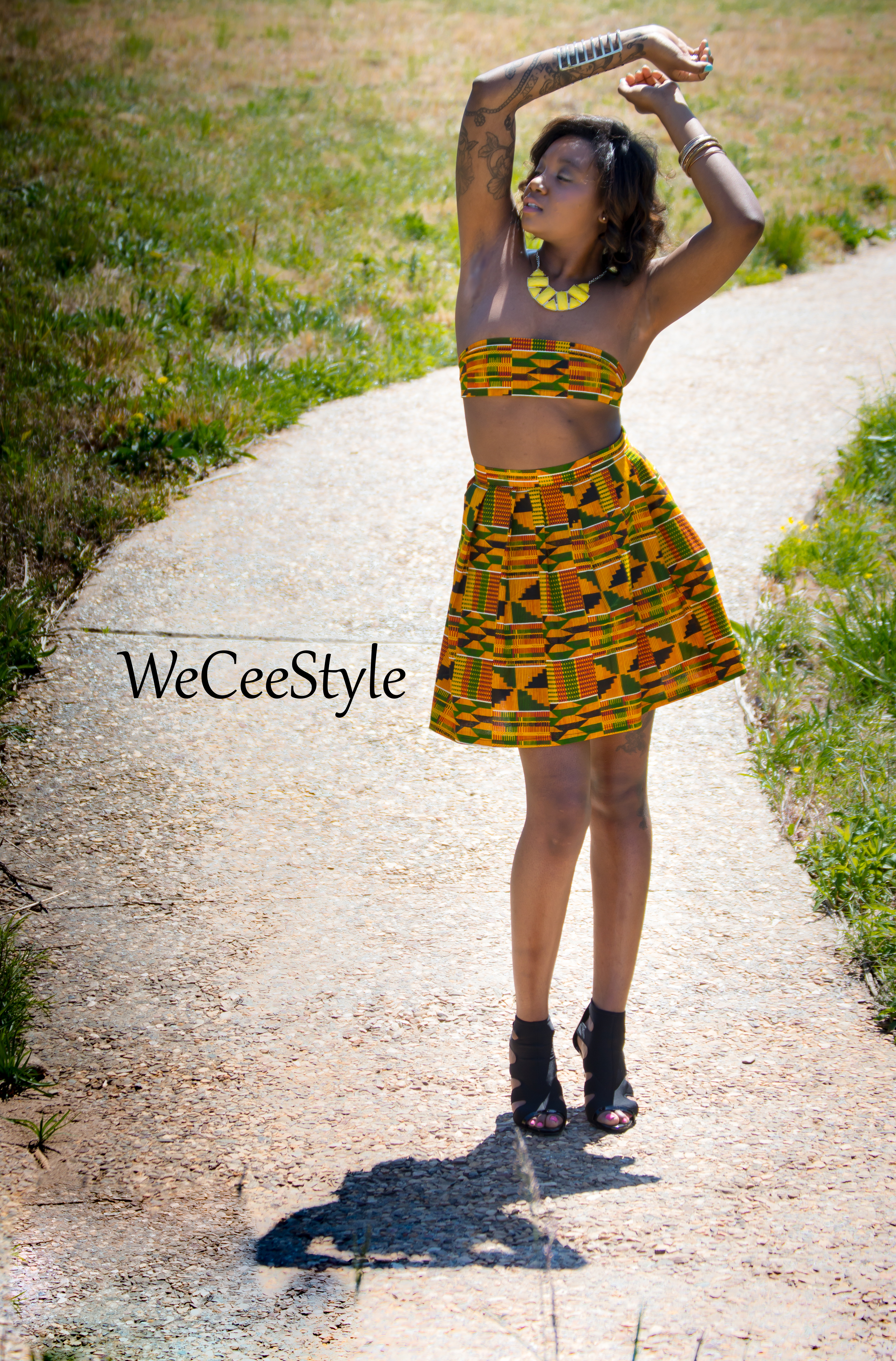 We Cee Style Traditional Kente Cloth Crop top and mini skirt (3